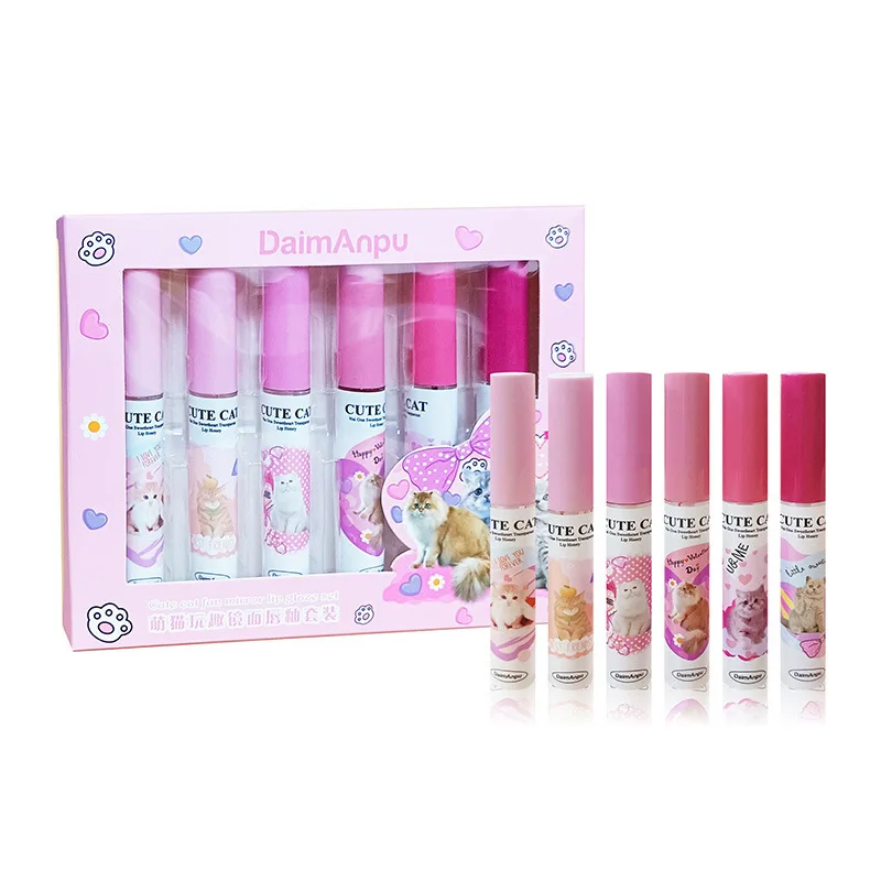 Espelho Lip Glaze Set, Hidratante, Nutritivo Lip Gloss, Batom Água, Brilhante e Brilhante, Maquiagem dos Olhos, Acessível, 6 Cores