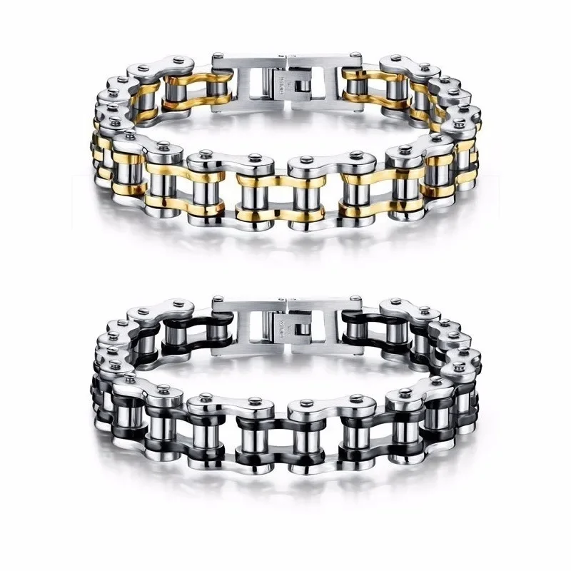 Stainless steel biker chain bracelet mens bracelet link chain motorcycle bicycle style bracelets fashion punk bangles jewelry