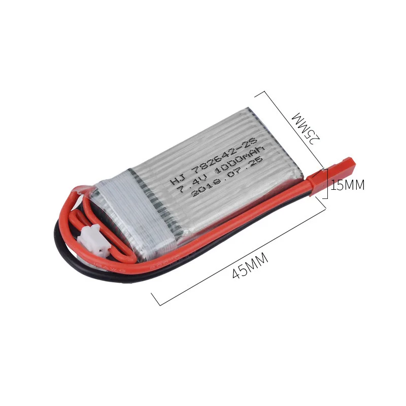 7.4v 1000mah Lipo Battery For Mjxrc X600 Upgrade 2s 1000mah 25c 782642 Lipo Battery For Toys Remote Control 7.4VBattery With JST