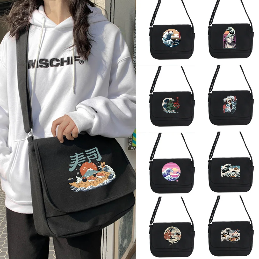 

Wave Pattern Joker Crossbody Bag Multifunctional Adjustable Shoulder Strap Commuter Bag Large Capacity Shoulder Bag