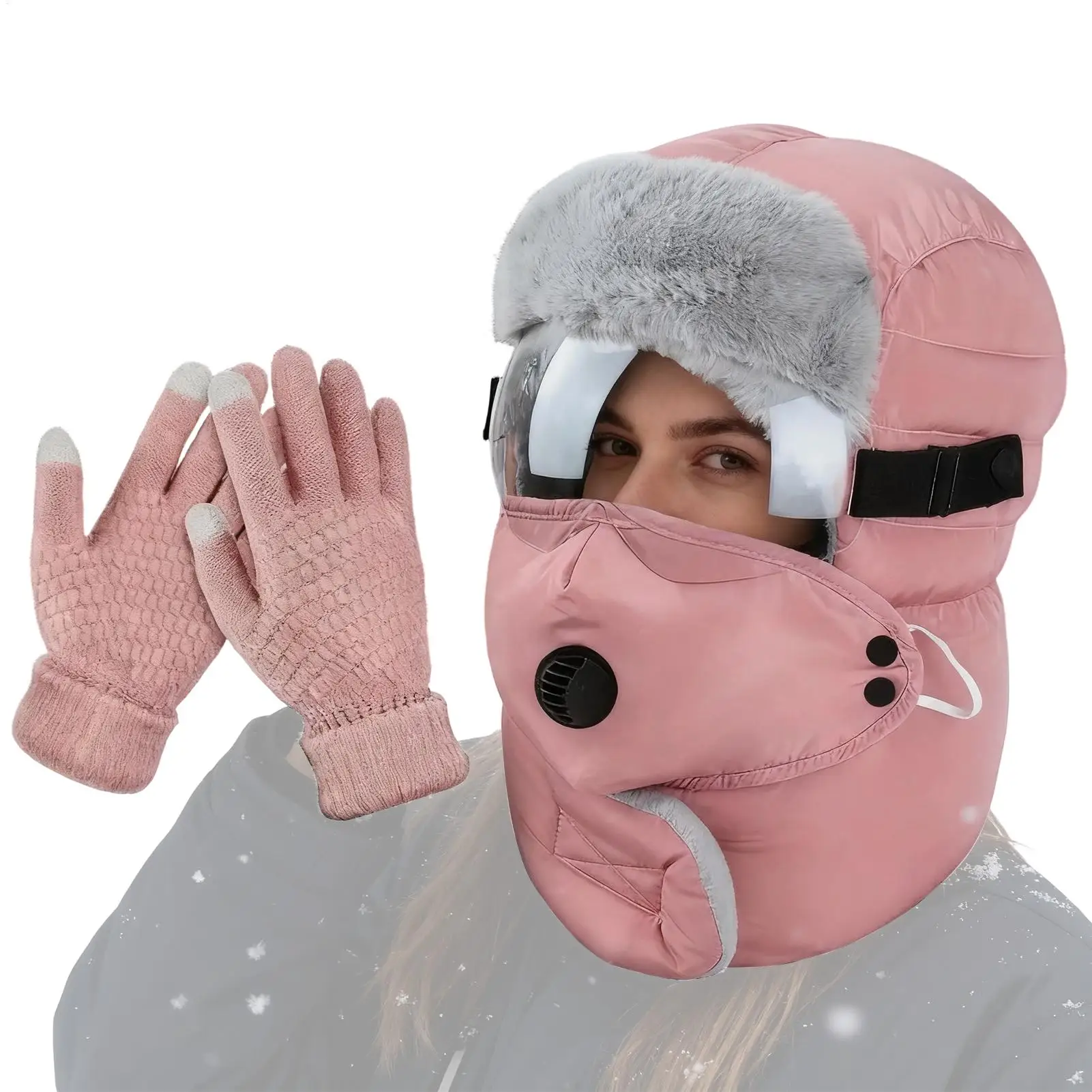 

Winter Hat With Ear Flaps 4 In 1 Unisex Cycling Supplies With Ear Flaps Men Winter Hat For Skiing Skating Sledding Snowshoeing