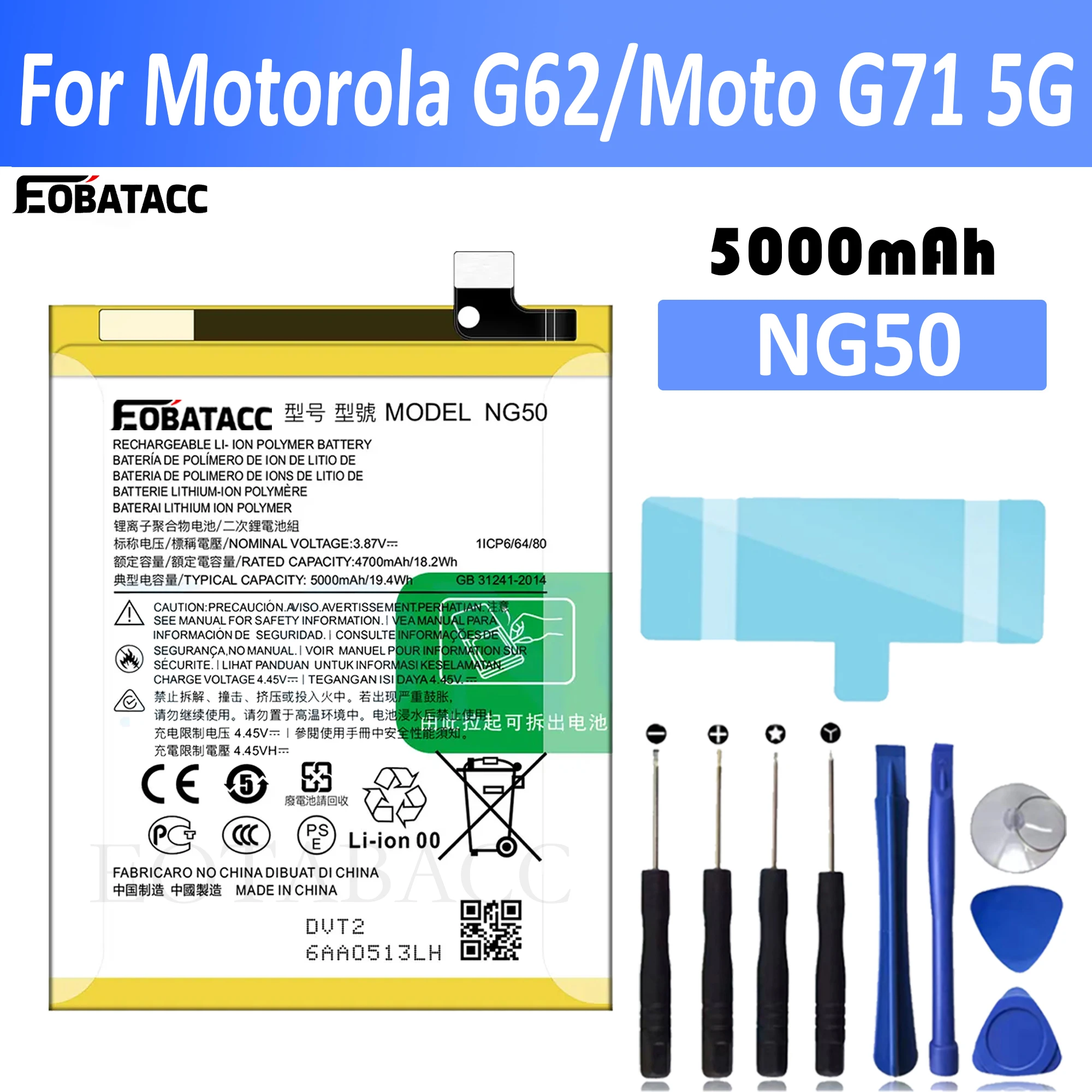 EOTABACC 100% New Original Battery NG50  For motorola G62/Moto G71 5G (XT2169-1)   Battery +Tools