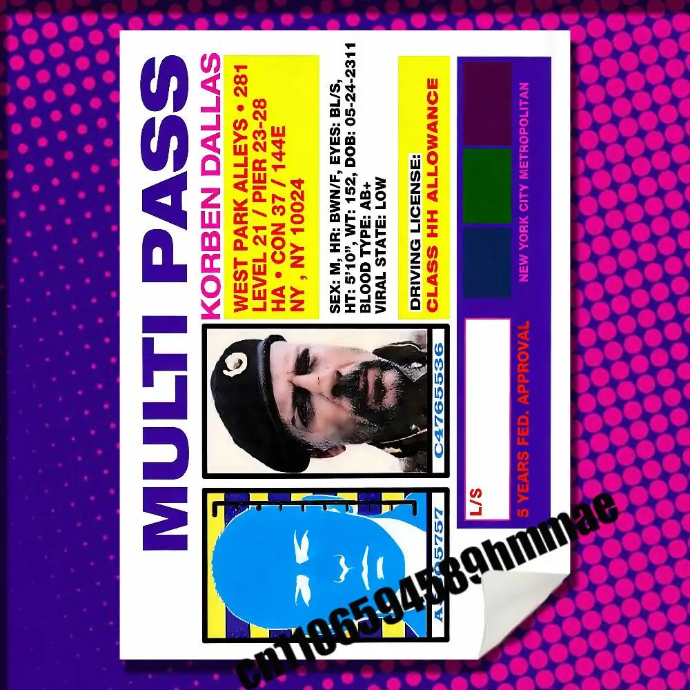 

For Leeloo Dallas Multipass Korben Poster Wall Murals Paper Home 21x30cm Self-adhesive Decoration Sticker Playbill Cover