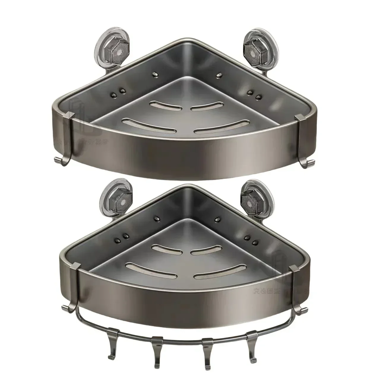 

Алюминиевая угловая полка с присоской без сверления, настенный серый органайзер для ванной комнаты, аксессуары для ванной комнаты