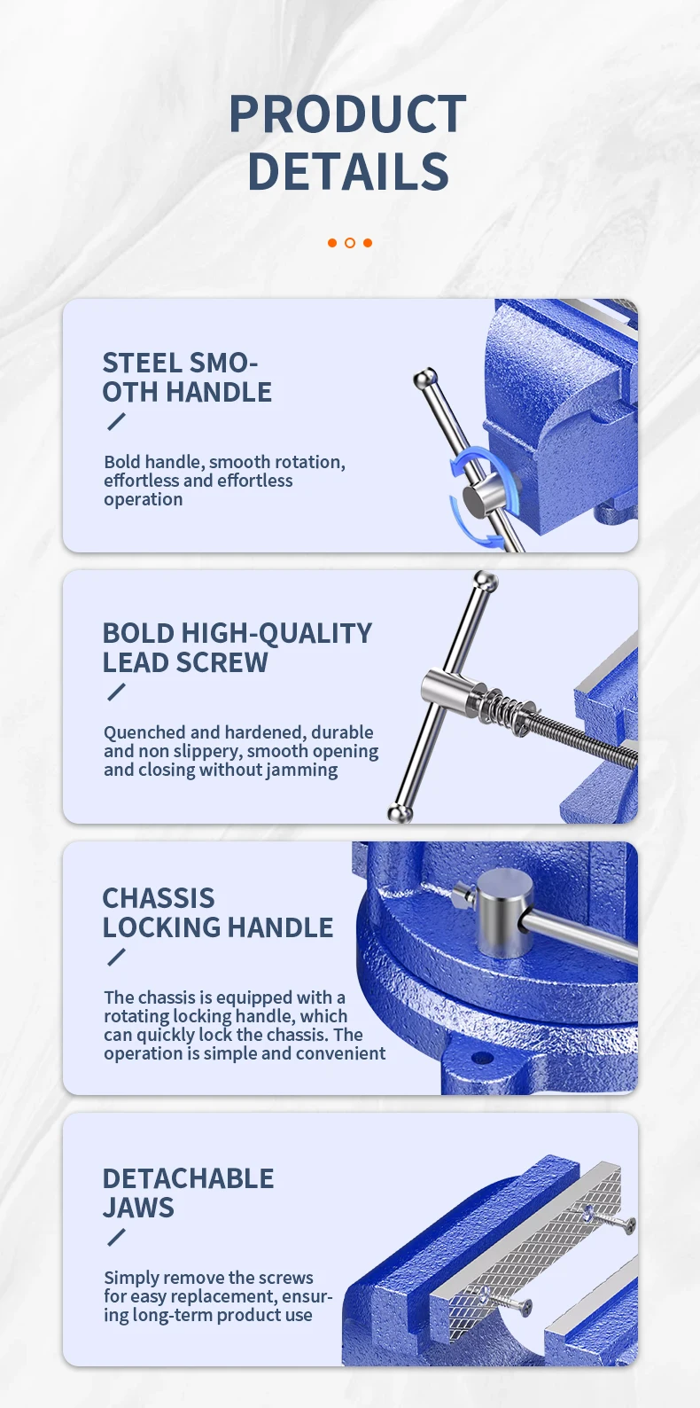1 STÜCK Hochleistungs-Schraubstock für den Haushalt, kleiner Schraubstock, 6 Zoll, 8,5 kg Werkbank, 360-Grad-Drehung, Flachzange – Detail 10