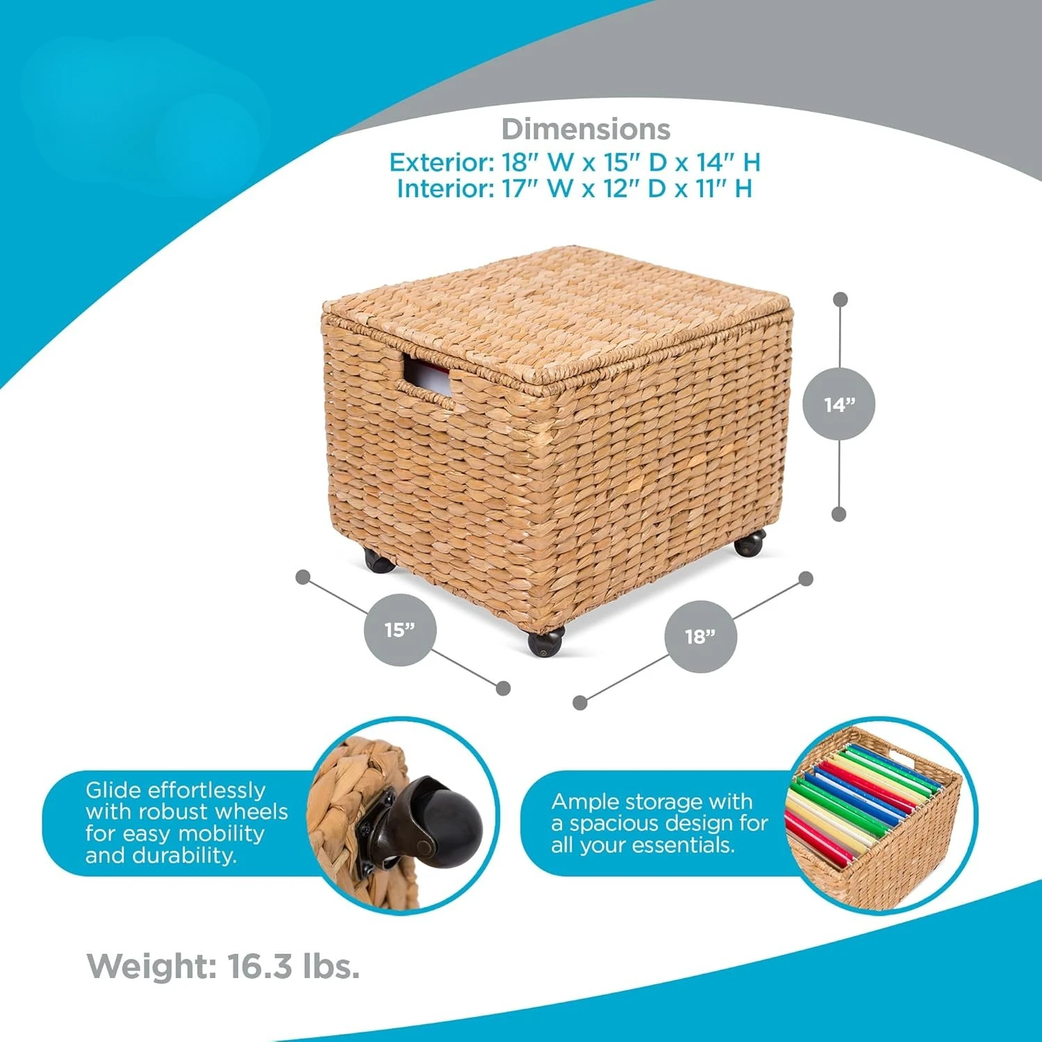 Seagrass Rolling File Cabinet - Office Storage - Home Decor - Storage - Natural