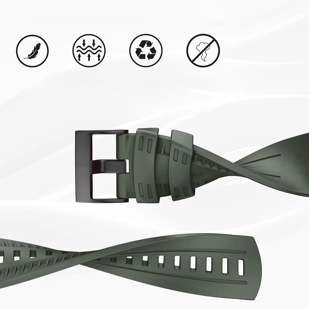 حزام ساعة من السيليكون لـ Suunto 9/Suunto 9 Baro، لـ Suunto Spartan Sport Wrist HR/Baro Relacement Band للرجال والنساء