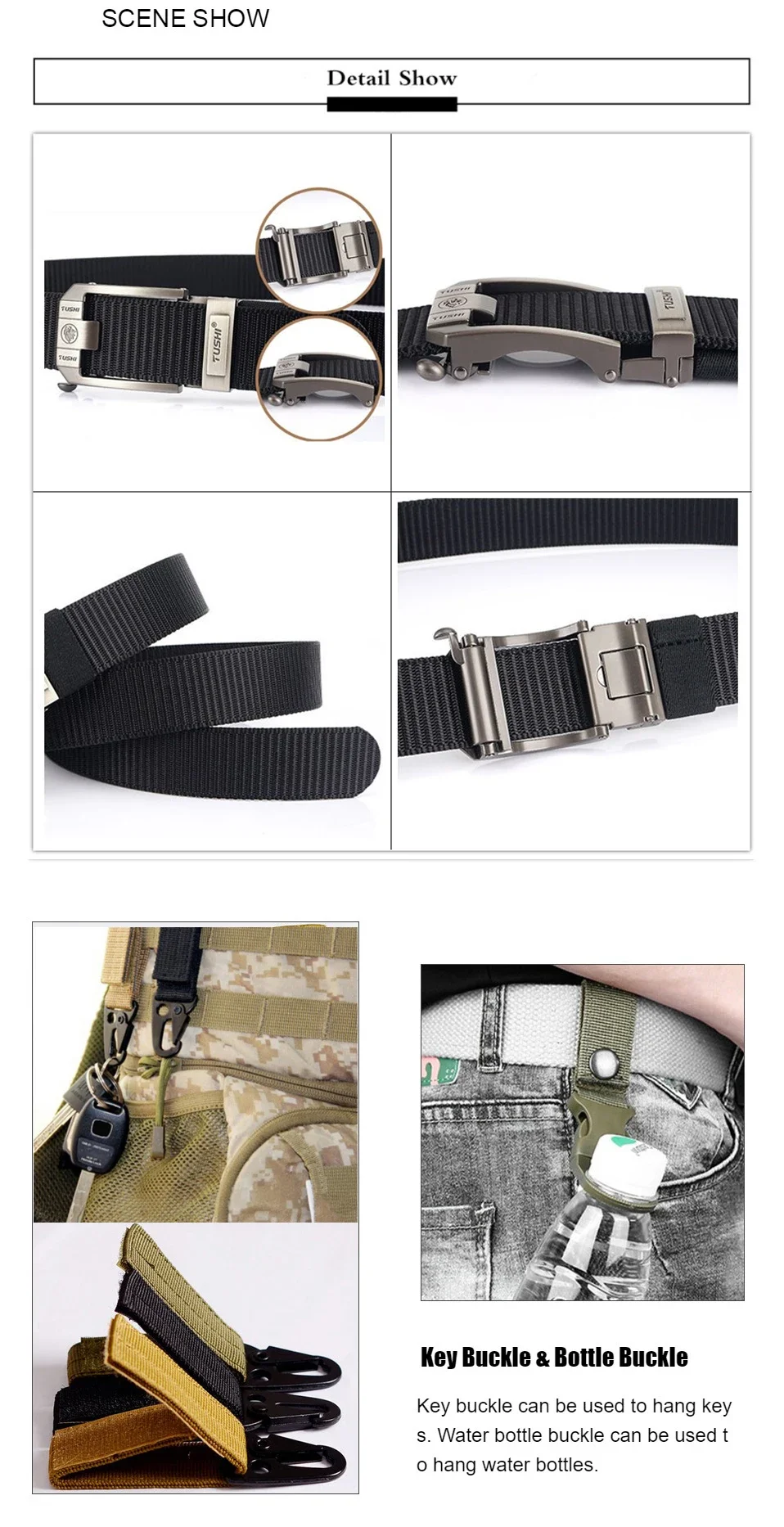 Luxury Metal Automatic Buckle Canvas Belts For Men Thick Tough Nylon Webbing Waistband Outdoor Jeans Pants Tactical Belt Hiking