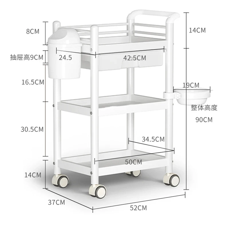 Carrinhos simples de ferro forjado para salão de beleza, rack multicamadas, móveis modernos para salão de beleza, carrinho doméstico criativo com