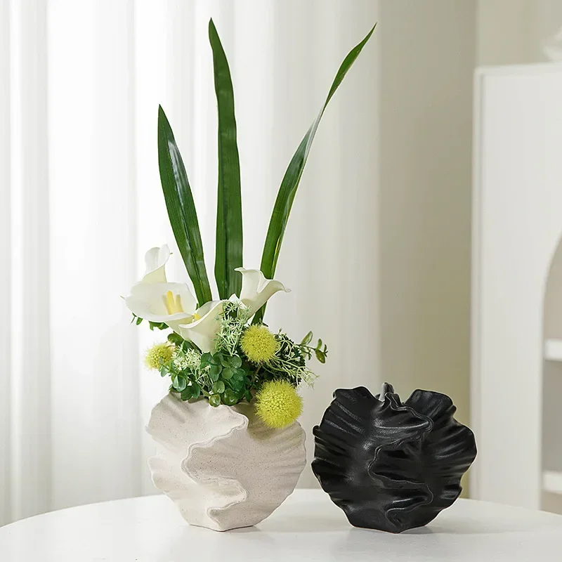 European style plain fired white ceramic vase matte texture hydroponic dried flower cuttings home ceramic vase