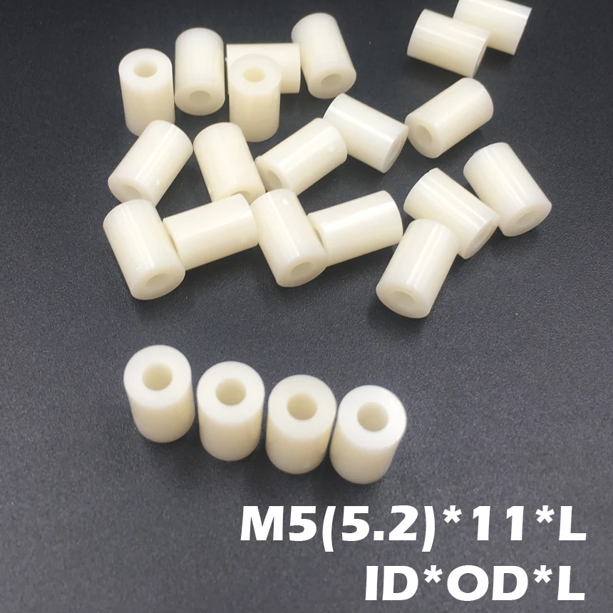 

200pcs M5 5.2*11*20 5.2x11x20 5.2*11*25 5.2x11x25 ID*OD*L ABS Plastic Nylon Round Column Insulation Shim Washer Standoff Spacer