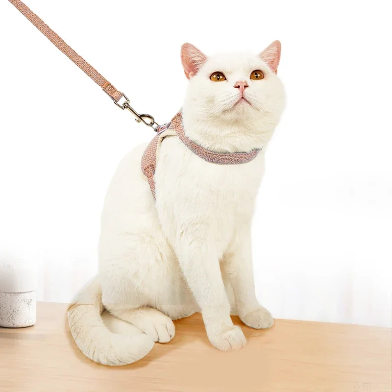 Cute Dog Leash Vest For Small Pets Kittens Adjustable Kitten Rabbit Chest Harness Outdoor Walking Pet Supplies