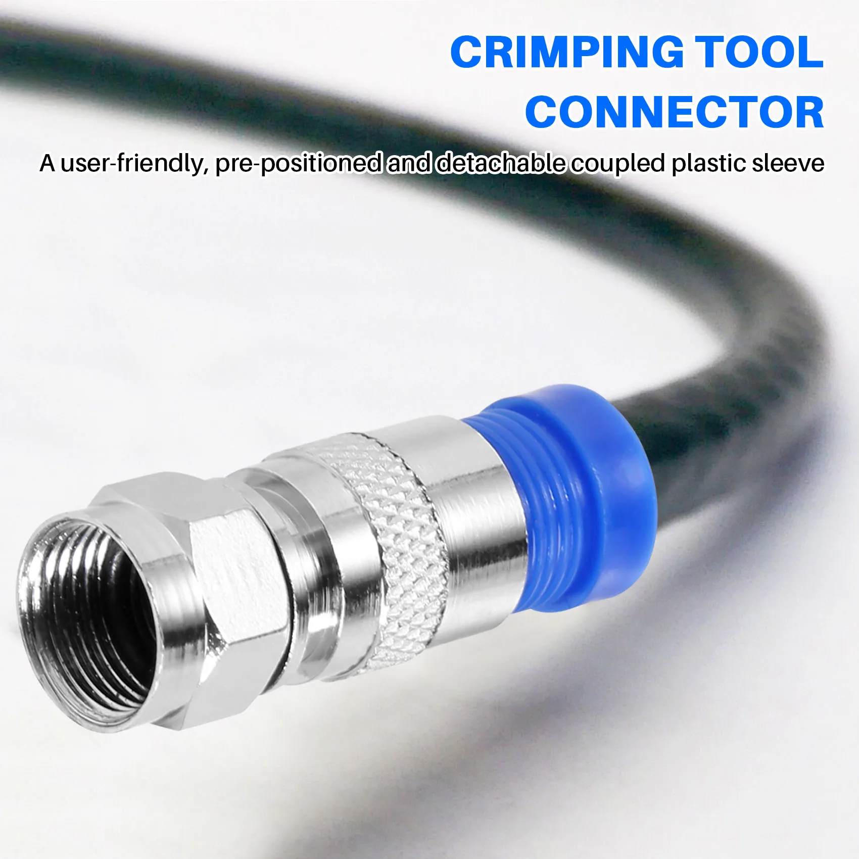 50PCS RG6 Compression Connectors Coaxial Cable Waterproof Connection F Compression Connector RG6 Coaxial Compression Tool ZJY