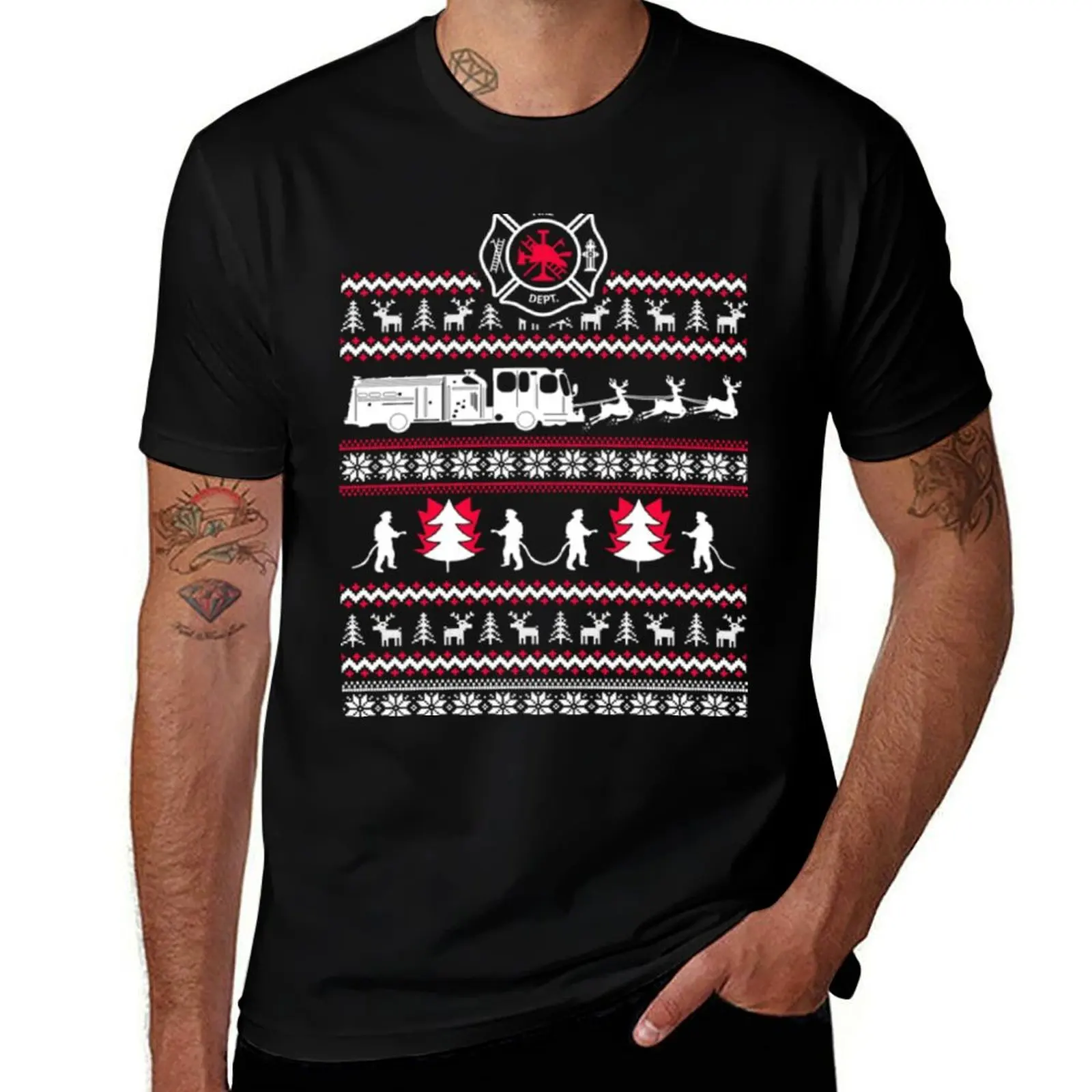 

Merry Firefighter Ugly Christmas Sweater Funny Tshirt T-Shirt graphic t shirts for man t shirt man cotton T-Shirt