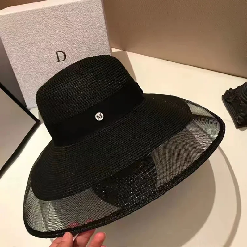 Women's UPF 50+ Foldable Straw Sun Hat - Wide Brim UV Protection Beach Bucket Panama Hat, Lightweight & Mesh Design_voghion.com