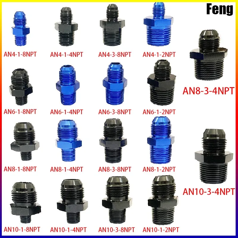 

Universal AN4 AN6 AN8 AN10 Flare Male to NPT Thread Straight Fuel Oil Air Hose Fitting Pipe Adapter Car Auto Accessories Blue