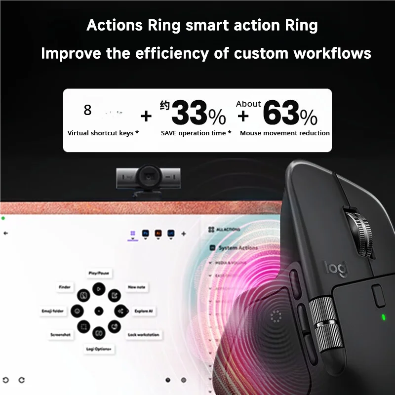 لوجيتك MX Master 4 حلقات ردود الفعل اللمسي MagSpeed 8000 ديسيبل متوحد الخواص مريح سماعة لاسلكية تعمل بالبلوتوث ماوس بطارية 70 يومًا