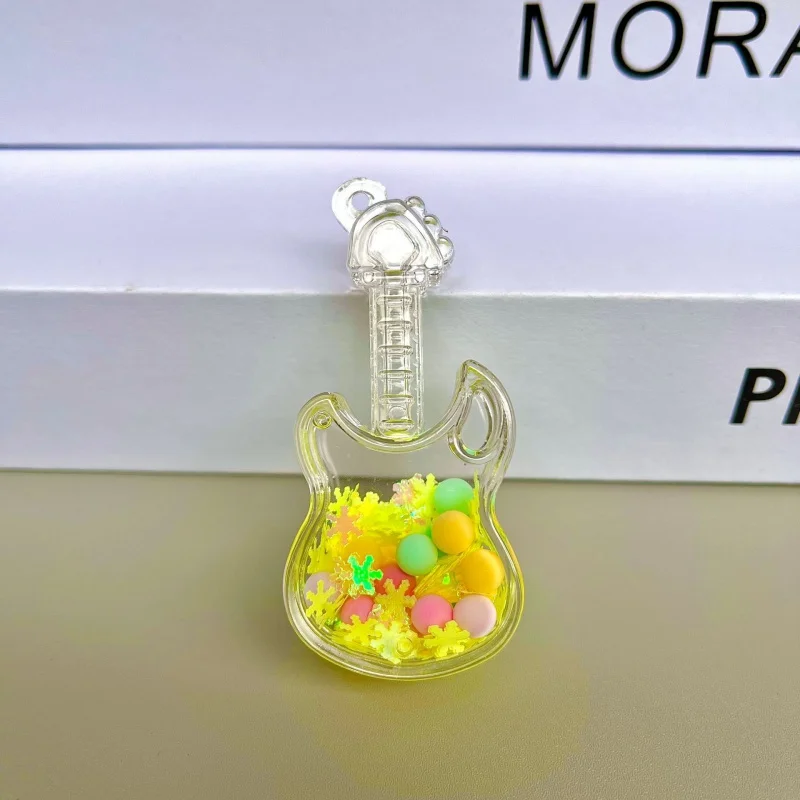 10Pcs Oil Floating Quicksand Bottle Keychain Pendant Accessories Cartoon Backpack Ornament