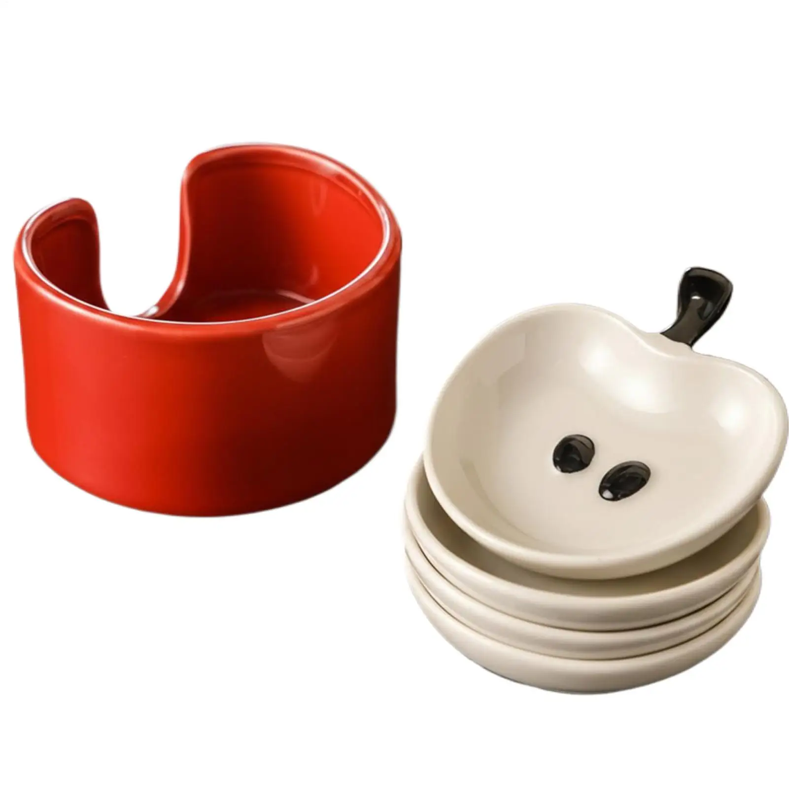 

Набор из 4 керамических соусниц в форме яблока для соусов, приправ и сливочного масла