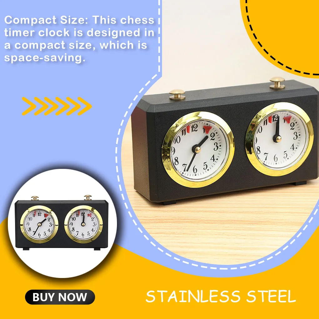 

Chess Timer Clock Accurate Analog Clocks Accessories Retro Clockwork Design Count Up Down Board Game Timers Yellow