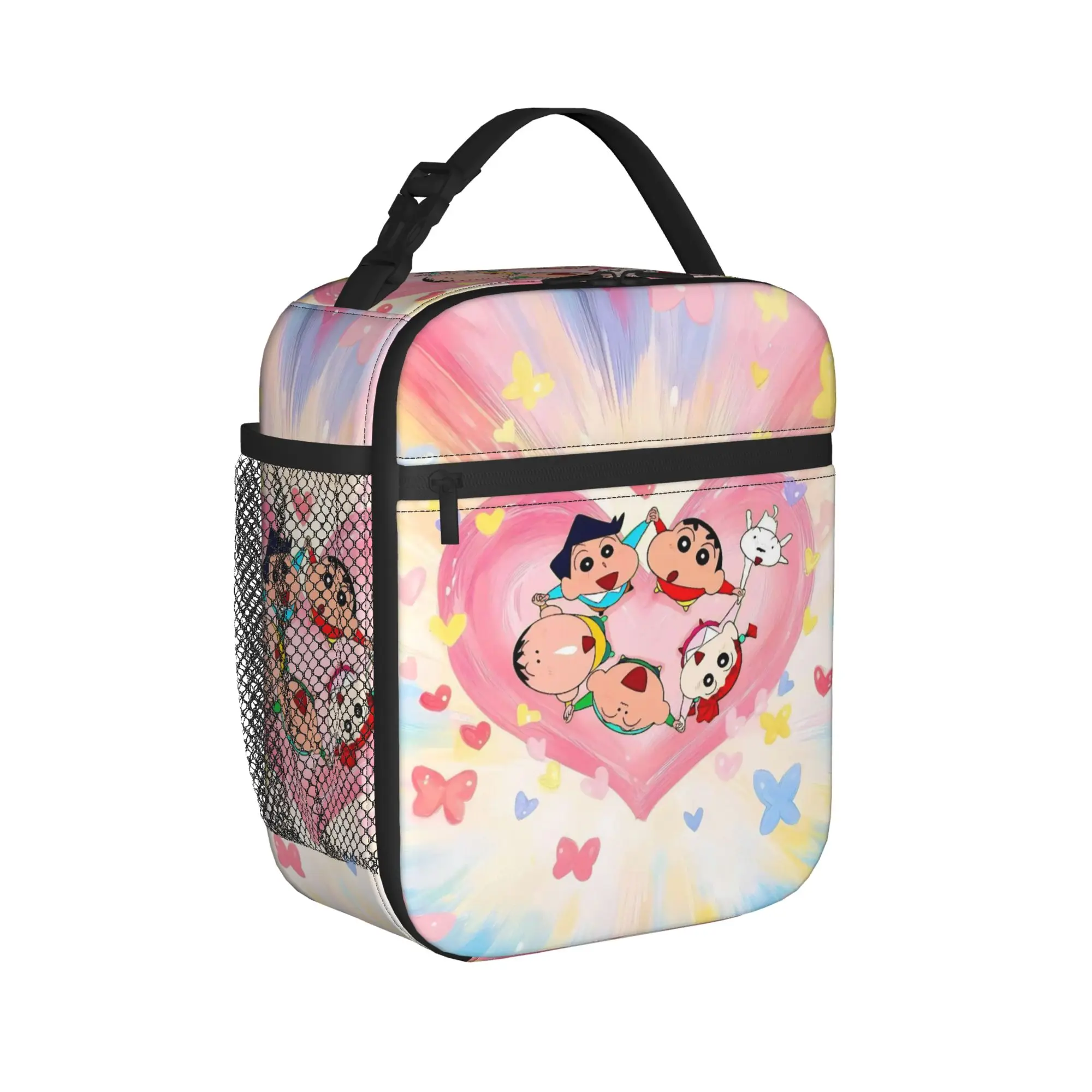 Crayons Shin-chans Thermal Insulated Lunch Bag for Work Cartoon Reusable Food Bag Thermal Cooler Lunch Box