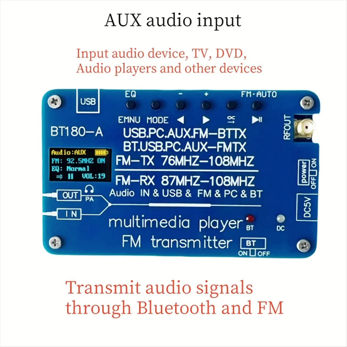 

(ABGQ) Многофункциональный аудиодекодер, Bluetooth-передатчик, FM-радио, музыкальный плеер PM3, автомобильный FM-радиоприемник с Bluetooth-передатчиком
