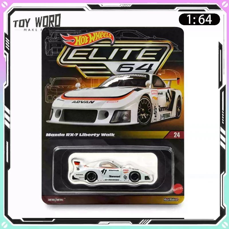 Original Hot Wheels RLC 1/64 Elite Mazda RX7 LBWK Liberty Work Widebody Diecast Car Collectible Simulation Sports Car Model Gift