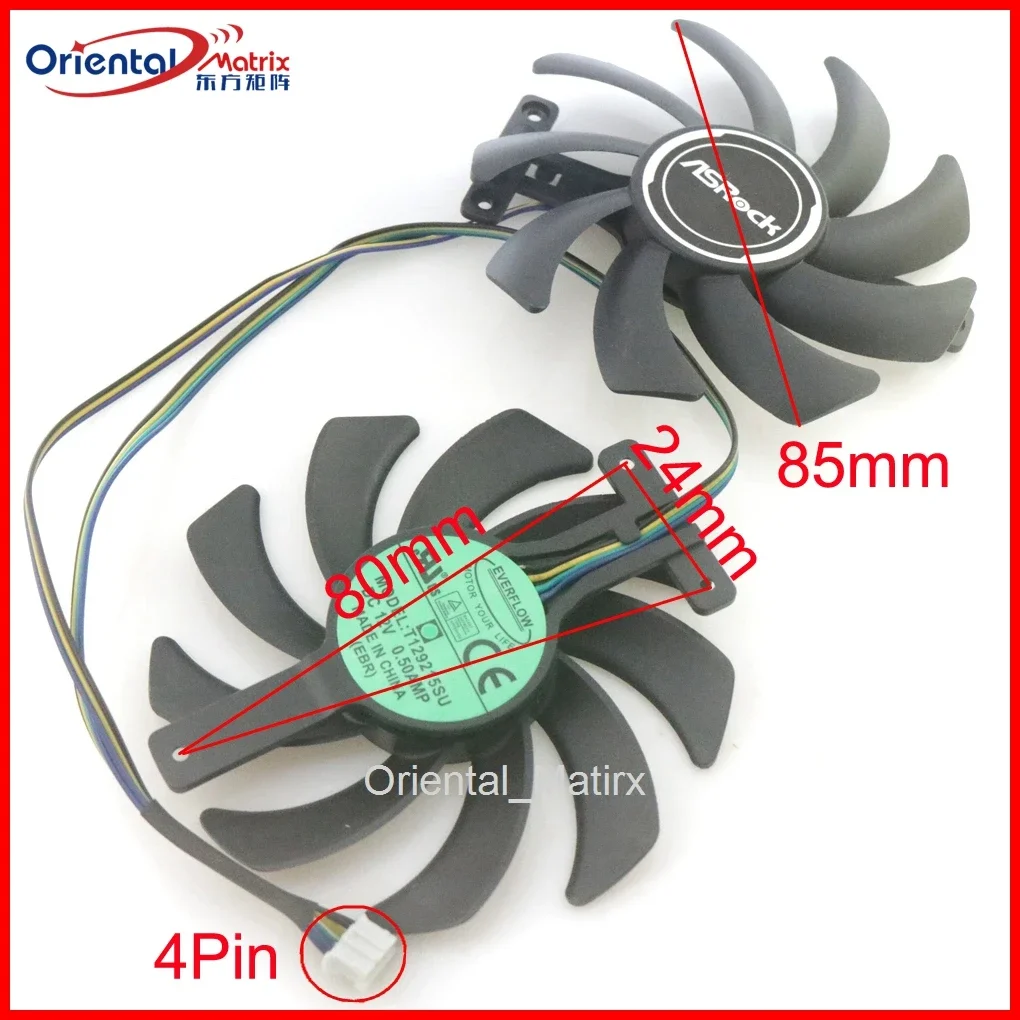 95mm PVA080E12R T12925SU 12V 0.50A 4Wire 4Pin VGA Fan For ASROCK 5500XT RX5600XT Phantom Gaming Graphics Card Cooling Fan