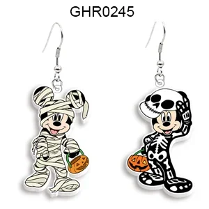 

New Disney Halloween Horror Pattern Acrylic Hook Earrings Dangle Drop Earrings Resin Epoxy Fashion Jewelry