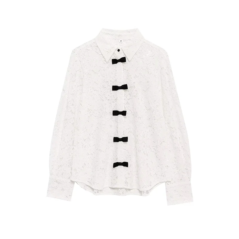 

Autumn Women's Lace Blouse 2025 New Shirts Tops Fashion Hollow Elegant Beige Blouses Youth Chic Street Autumn Holiday Shirts