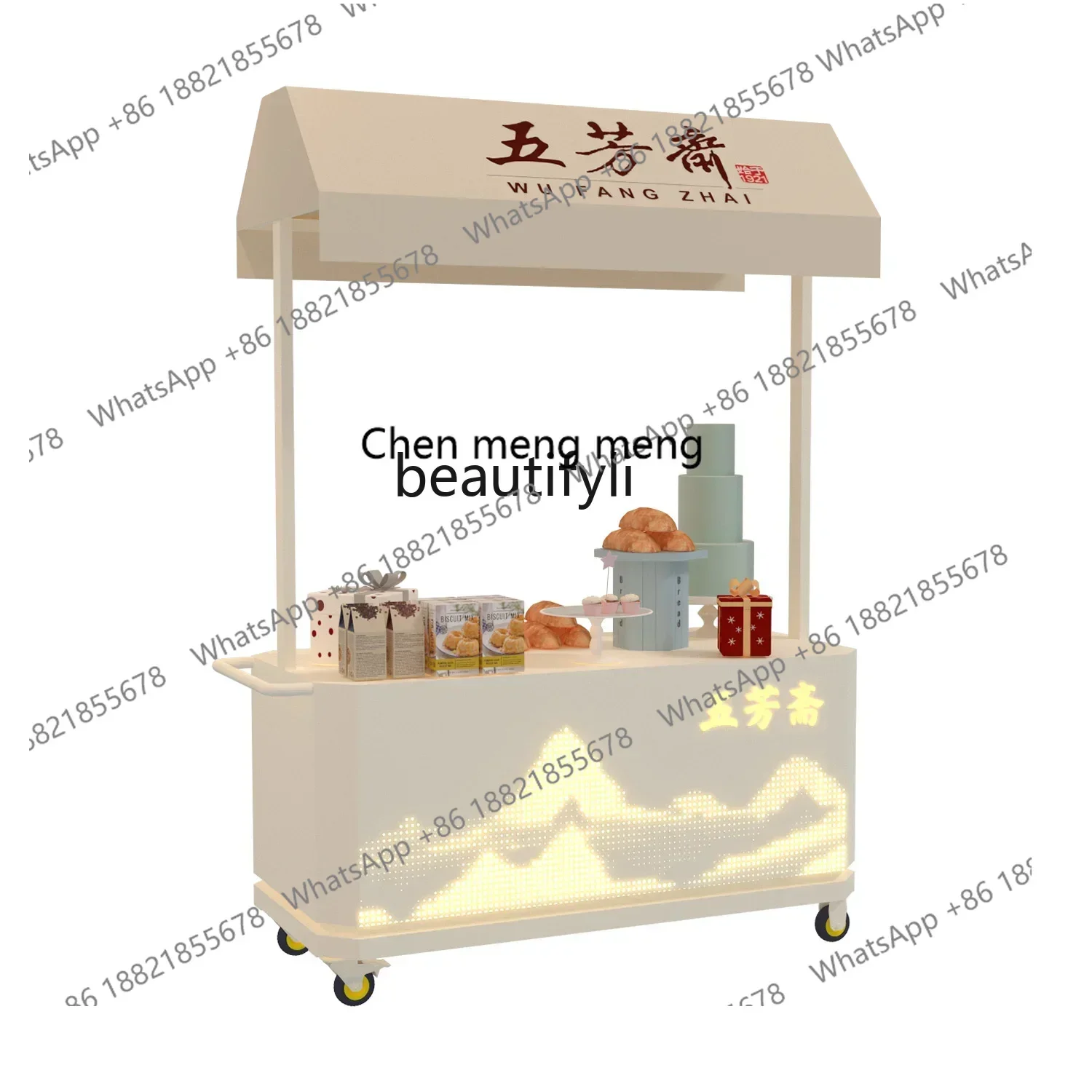 

X ANight market luminous dining car, market stall display stand, Meichen trolley, wrought iron commercial snack truckHY