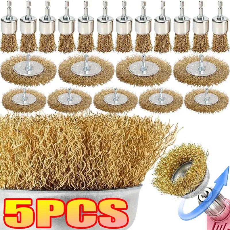 Hexagonal Handle Electric Wire Brush Rust Cleaner Drill Bit Copper Plated Wear Resistant Rust Removal Polishing Cleaning Tool