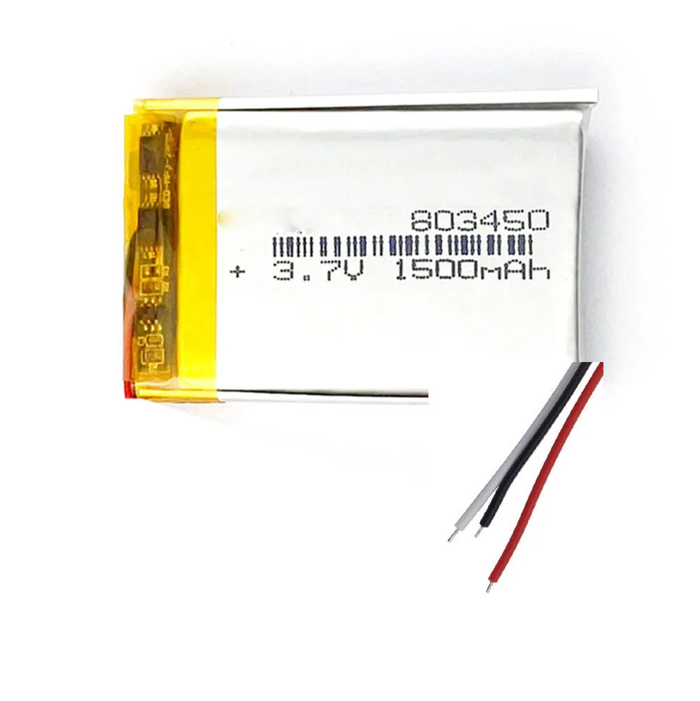 Akumulator 3,7 V 1500 Mah 803450   JST 3-pinowy akumulator litowo-polimerowy do ładowania tabletu MP4 Mobile Power GPS Power Bank