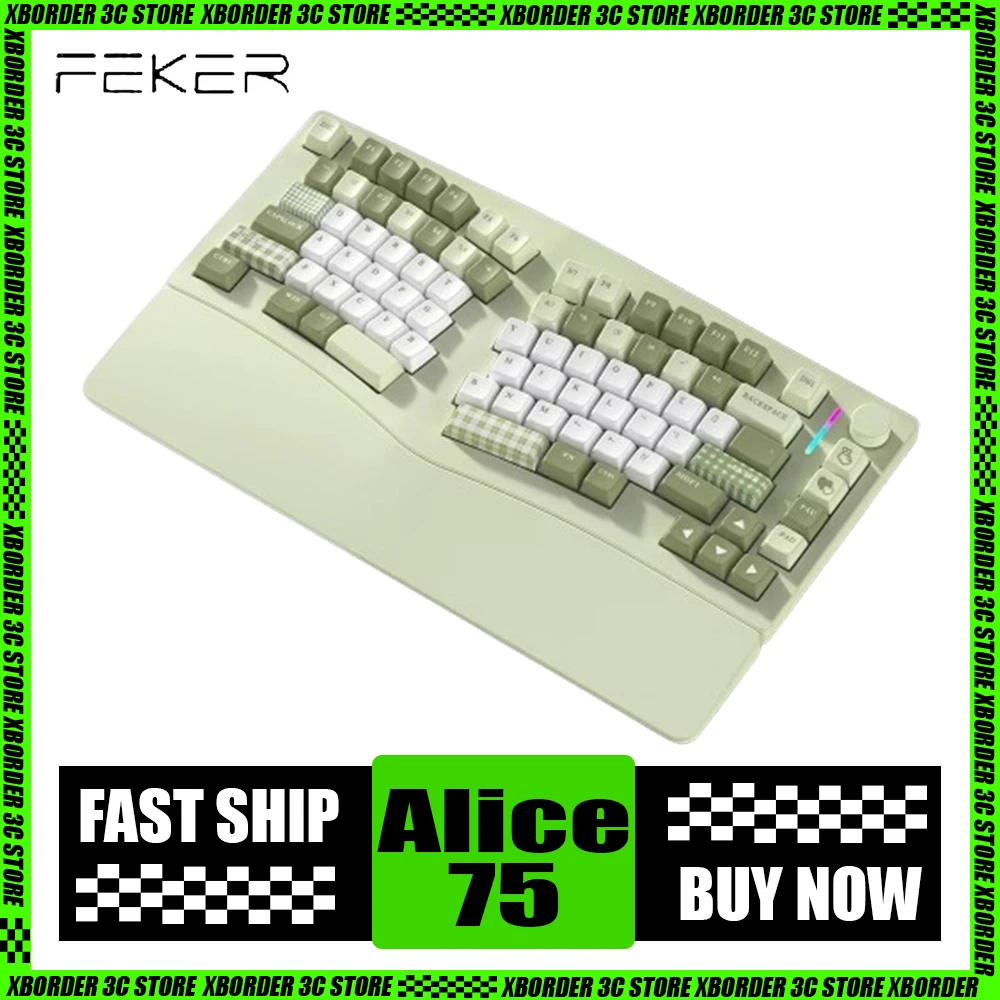 Feker Alice75 Mechanical Keyboard Full Aluminium Alloy Multifunctional Knob 8000mah Gaming Wireless Keyboard Hot Swap Pc Gamer