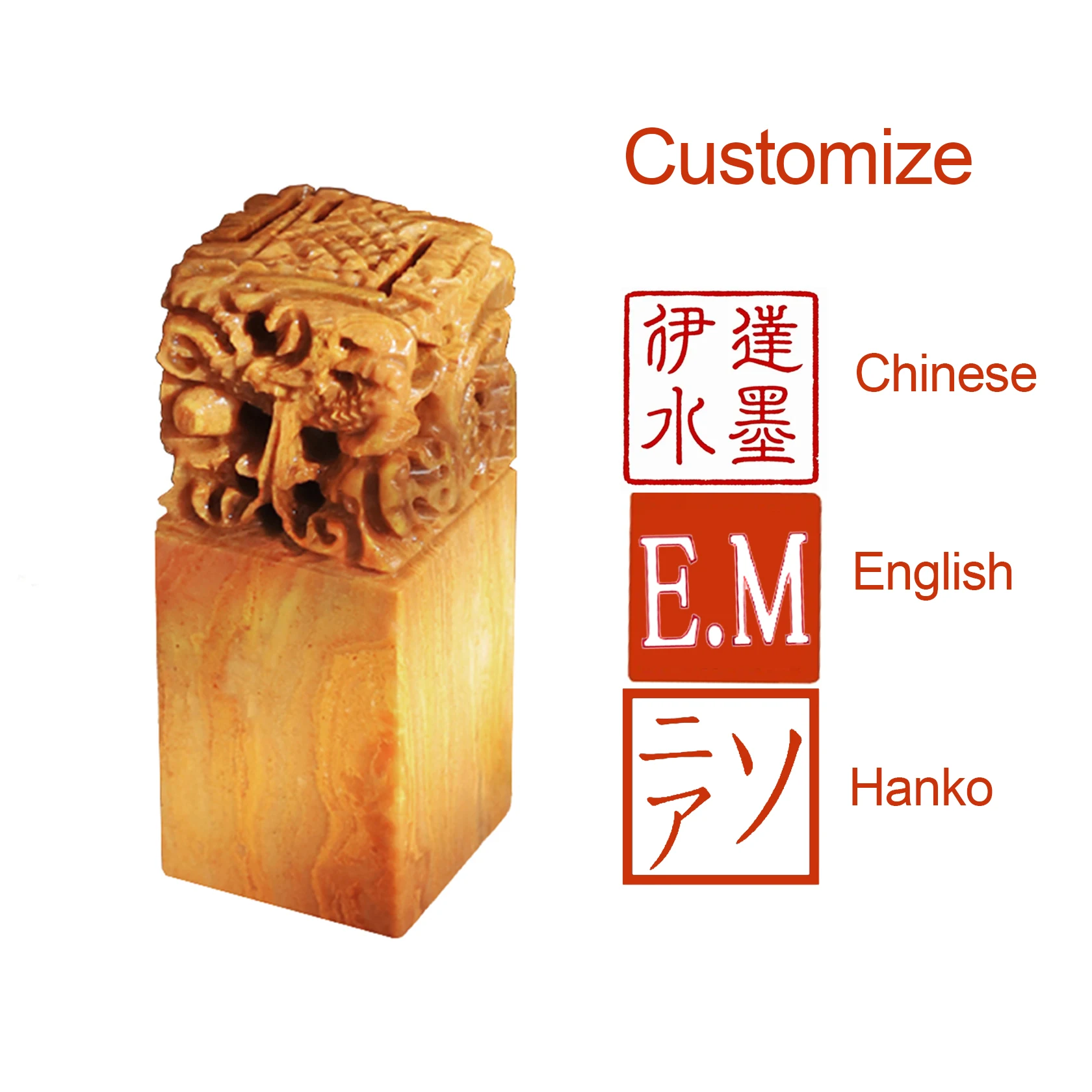 Custom Hanko Stamp Korean Chinese Japanese Name Stamp Personalized Square Stone Seal for Calligraphy Painting Teacher Gift