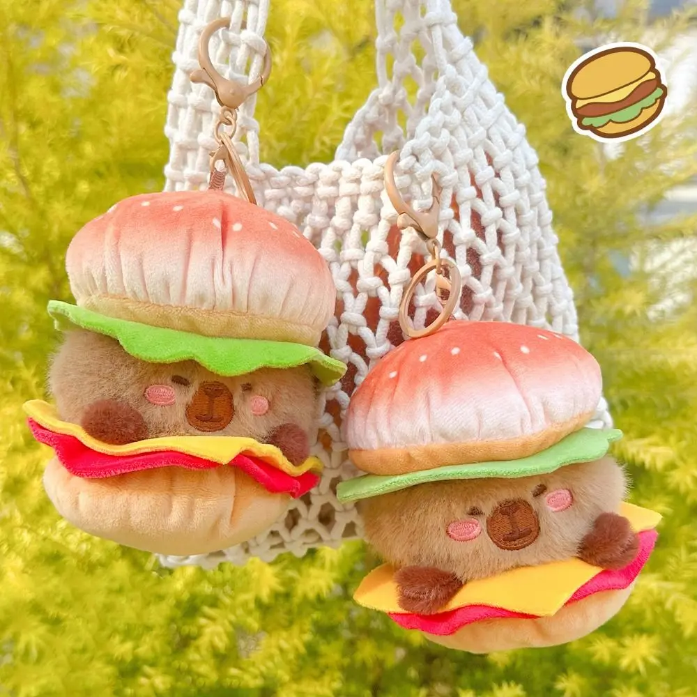 Porte-clés Capybara en peluche multicolore, animaux en peluche poilus, poupée animale moelleuse, cochon d'inde, dessin animé Capybara