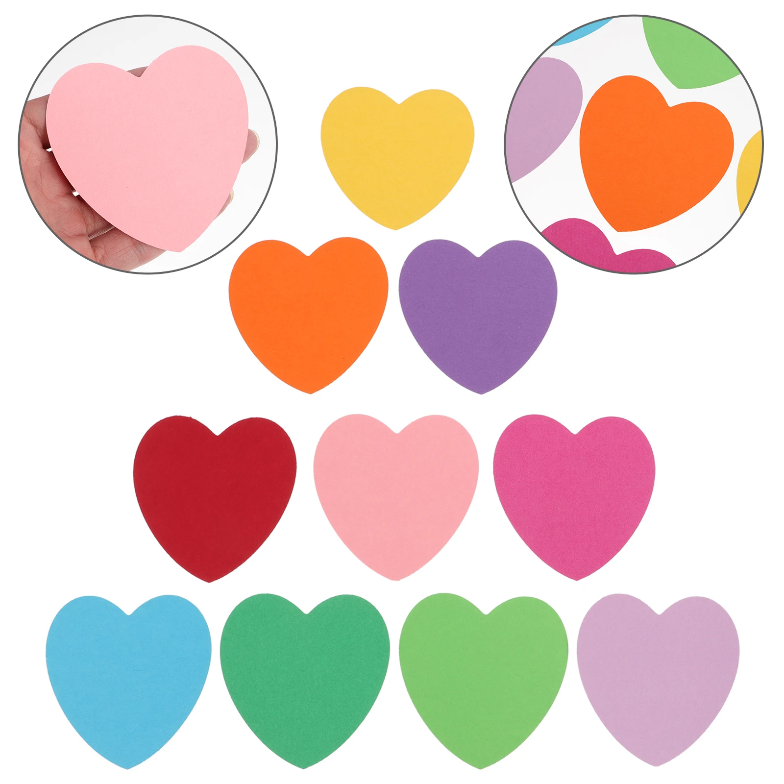 

50pcs Color Cardboard Notes Sticky Memo Pad Bright Mini Heart Shape Notepads for Daily Reminder Plan Sticker Paper Convenience