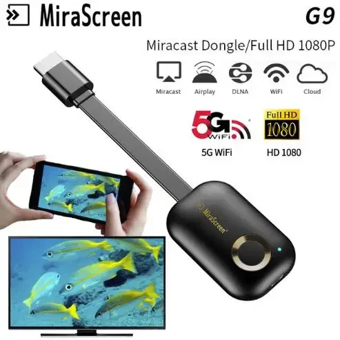 Mirascreen G9 Plus 2.4G/5G 4K Wifi Display Dongle Wireless H.265 HD TV Stick per Miracast Airplay DLNA Ricevitore TV Dongle PK G2