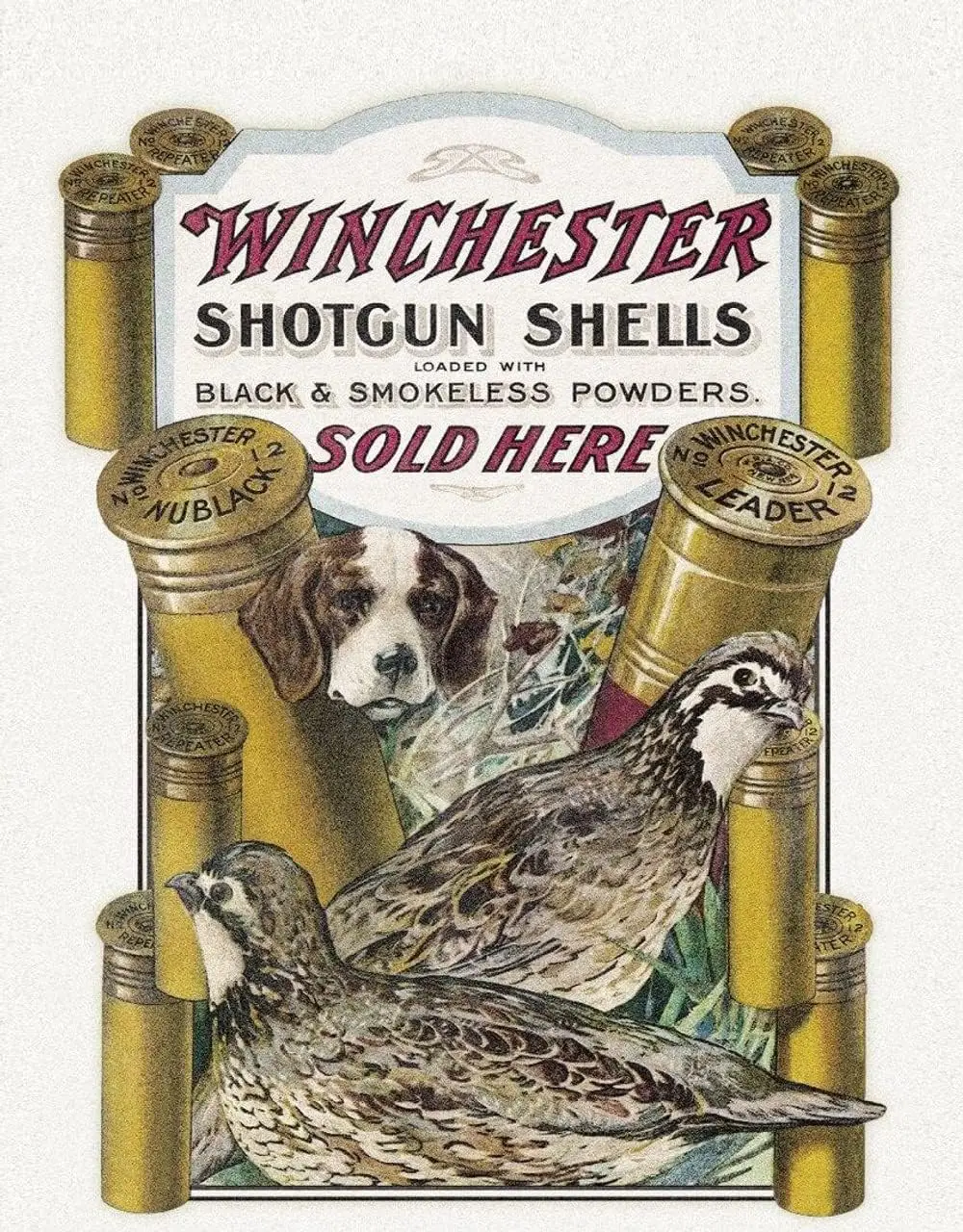 Desperate Enterprises Winchester Dog & Quail Tin Sign - Nostalgic Vintage Metal Wall Decor - Made in USA
