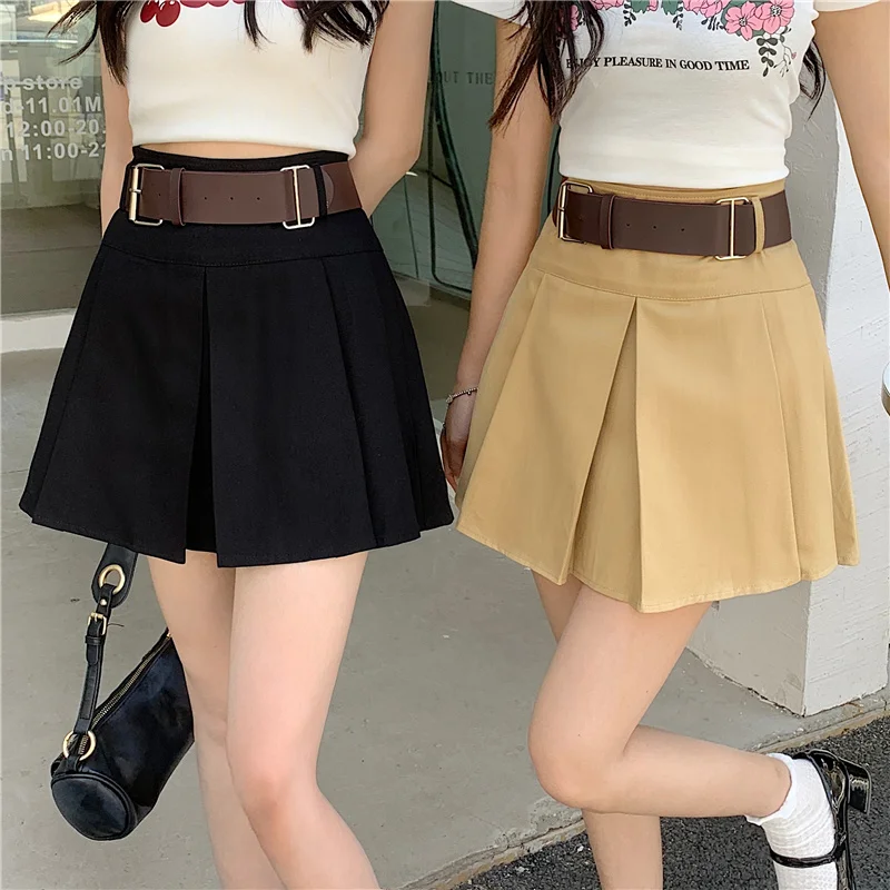 

Корейская ретро-юбка 2026 года с плиссировкой, компактная, в университетском стиле, женская, средней длины, с защитными шортами