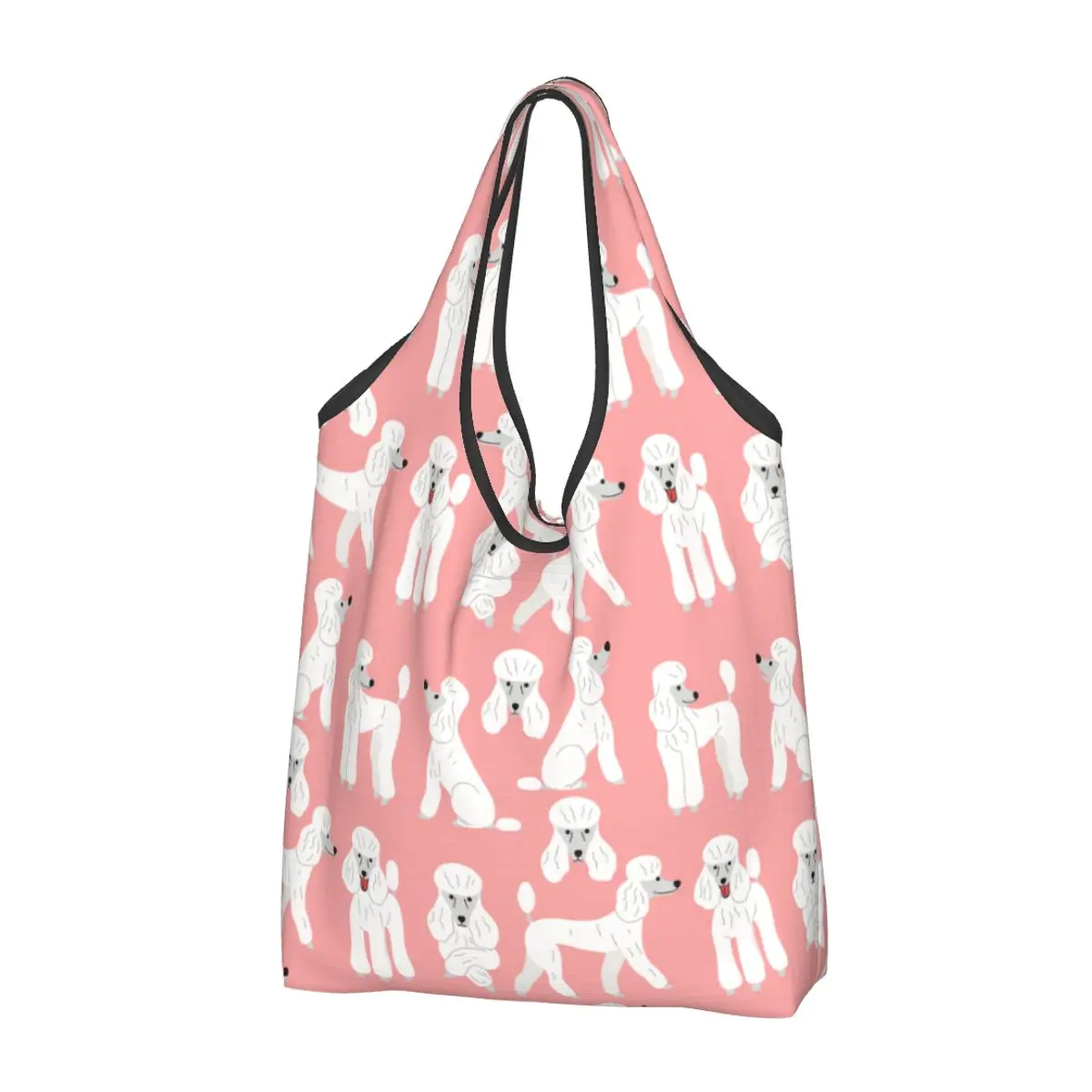 Reusable Poodle Shopping Bags for Groceries Foldable Animal Dogs Grocery Bags Washable Large Tote Bags