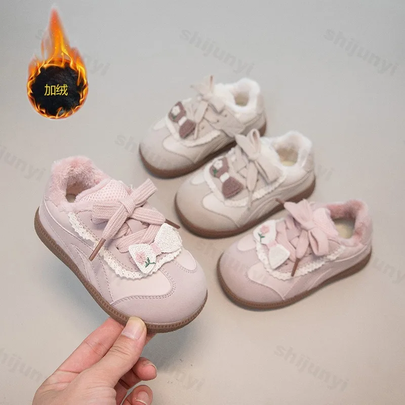 

Children's Sports Shoes 2025 Autumn Baby Flat Bottom Fashion Non Slip Bow Girls Fashion Running Shoes Kid's Casual Sneakers