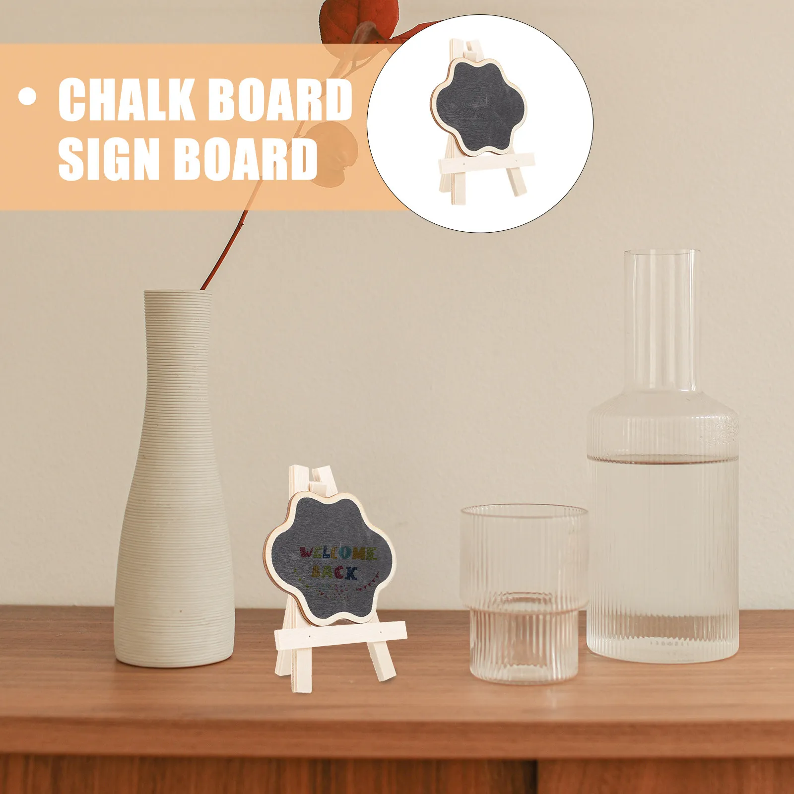 

1Set Mini Chalkboard Sign with Stand Small Blackboard for Home Office Kitchen Menu Board Reusable Writing Surface Space Saving