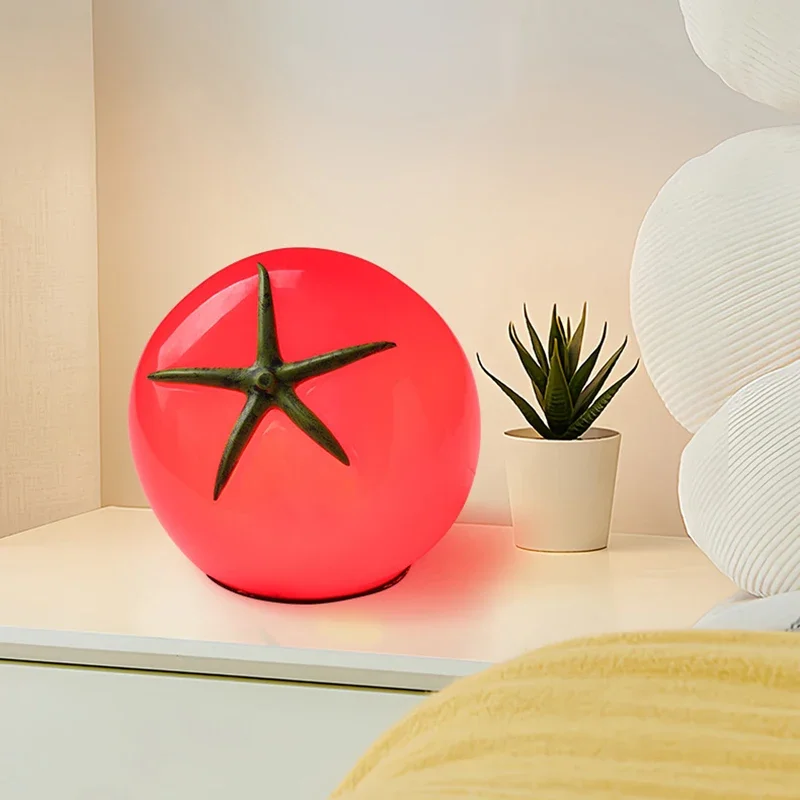 Red Resin Tomato Table Lamp Lovely Home Decoration Atmosphere Lighting Fixtures 3 Changeable EU AU US Plug
