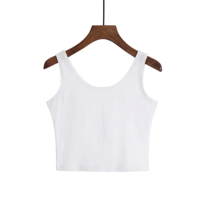 2024 Fashion Women Solid Color Suspender Camisole Tank Top for Women's Short Yoga Sports Crop Top Sleeveless Sexy Slim Fit Tops