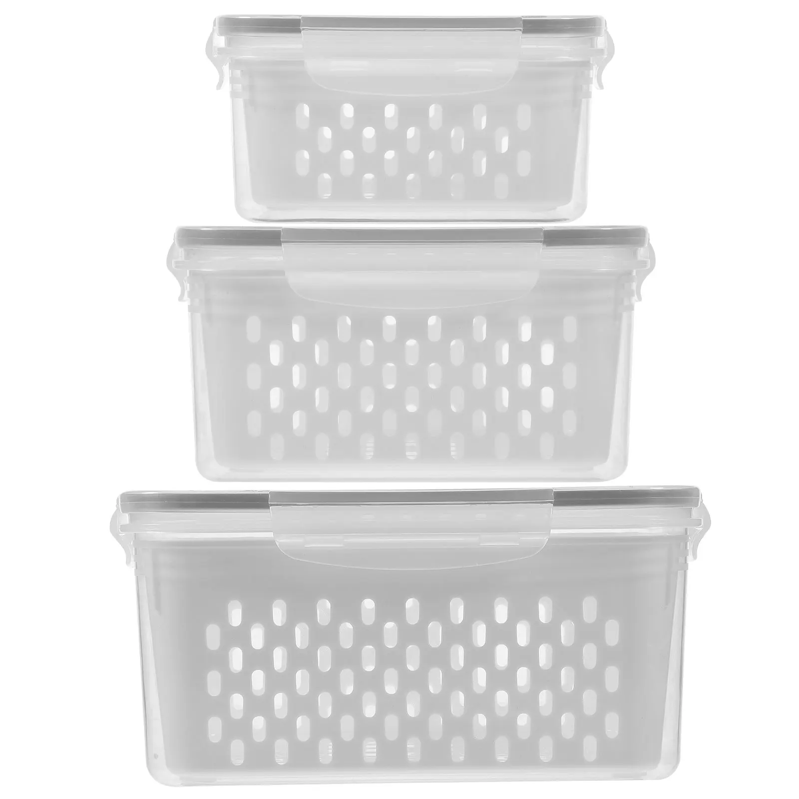 

3pcs Crisper Fridge Storage Bins Refrigerator Containers Clear Box Vegetable Food Fresh Keeping Stackable Kitchen Solution PP5
