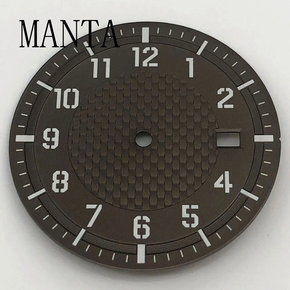 MANTA 34mm Sterile Brown Black Green Dial Luminous Fit NH35/NH36 Automatic Movement Watch Parts