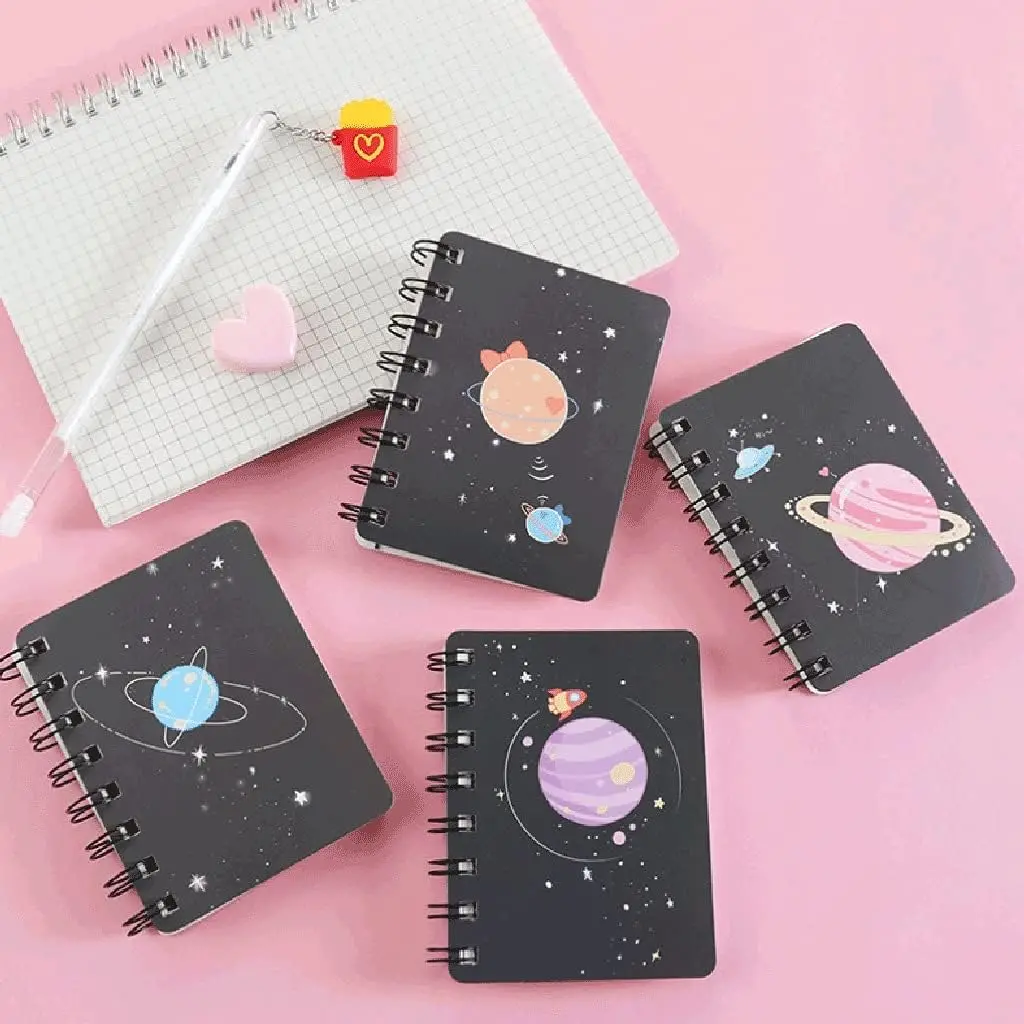 Unique Planetary Design! 4 Pcs Notebook Set, A5 Size Writing Pads, Record and Note Stationery for Daily Use