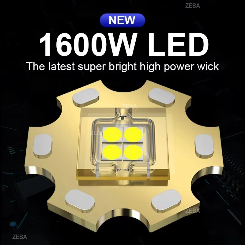 2026 1600W Super Bright LED Headlight Hight Power Head Torch USB Rechargeable Headlamp IPX6 Waterproof Head Lantern For Outdoor