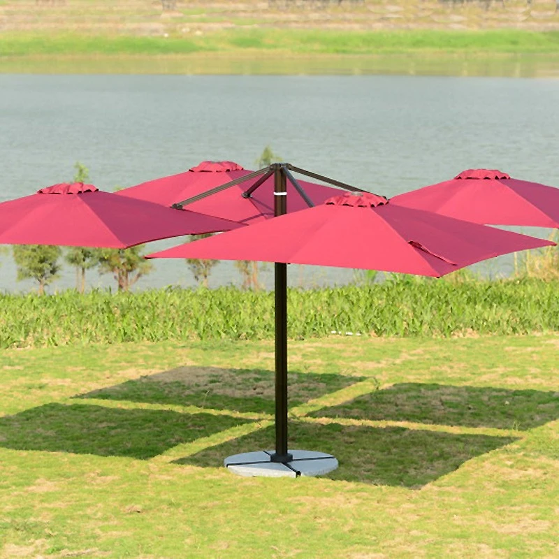 Large outdoor parasol, leisure and commercial high-end clubhouse four-head Roman umbrella, villa resort courtyard umbrella